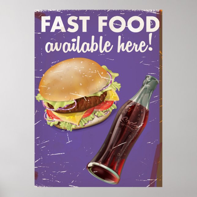Pôster Cartaz de comida vintage americana longínqua. (Frente)