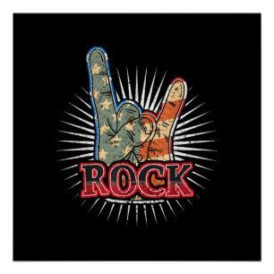 Pôster Cartaz de Concerto de Banda de Rock Vintage dos EU