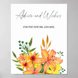 Poster Cartaz de conselhos e votos florais para Recém-Cas