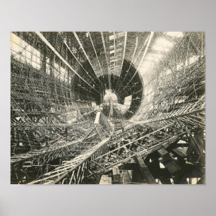 Poster Cartaz de Construção do Dirigível Vintage USS Shen