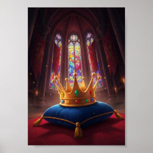 Poster Cartaz de Conto de Fadas Coroa Dourada Real Sobre