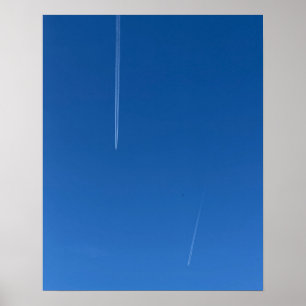 Poster Cartaz de Contrails do Céu Azul Profundo Minimalis