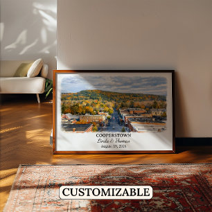 Poster Cartaz de Cooperstown Nova York, Aquarela, Persona
