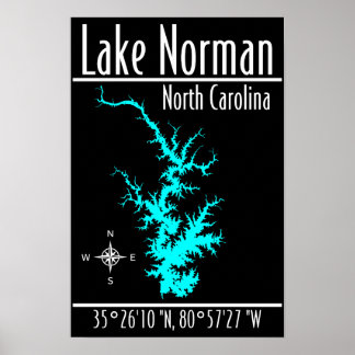 Poster Cartaz de Coordenadas do Mapa do Lago Norman Carol