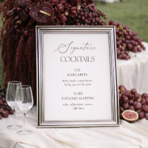 Poster Cartaz de Coquetéis Assinados do Casamento Ivory &