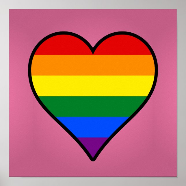 Poster cartaz de coração do orgulho LGBT (Frente)