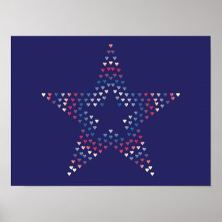 Poster Cartaz de corações de estrela decorativos