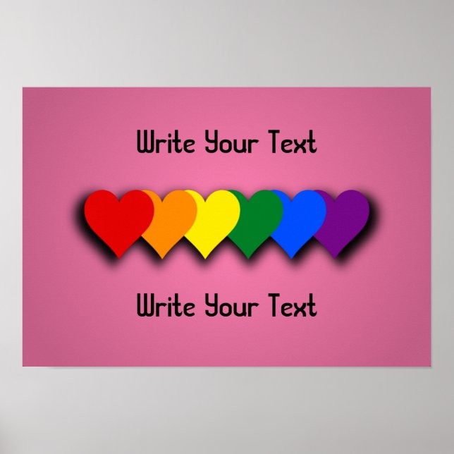 Poster Cartaz de corações do orgulho LGBT (Frente)