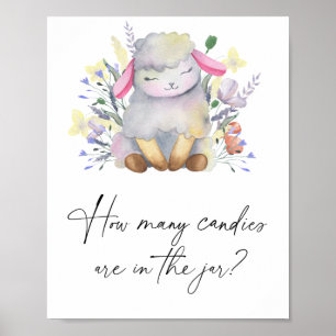 Poster Cartaz de cordeiro bebê - adivinhe quantos doces
