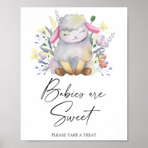 Poster Cartaz de cordeiro em aquarela - bebês são doces