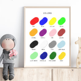 Poster Cartaz de Cores – Arte para Parede de Pré-Escola