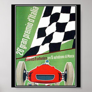 Pôster Cartaz de corrida de carros vintage Itália Monza