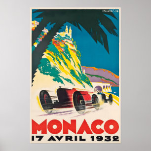 Poster Cartaz de corrida de Mônaco Arte de carro de corri