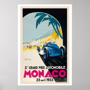 Poster Cartaz de Corrida Vintage do Grande Prêmio de Môna