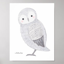 Pôster Cartaz de Coruja Coruja da Neve Ilustração Arte pa