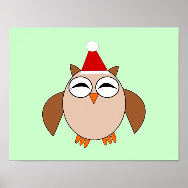 Pôster Cartaz de Coruja de Natal Fofo (Frente)