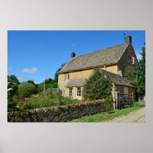 Poster cartaz de cottage inglês com jardim