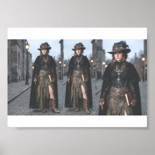 Poster Cartaz de Cowgirl Western Steampunk Gótico