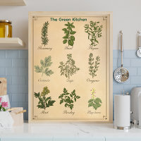 Cartaz de Cozinha Botânico de Ervas Antigas