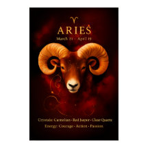 Cartaz de Cristal do Zodíaco de Áries em Papel (Se