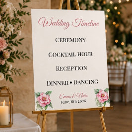 Poster Cartaz de Cronologia de Casamento Floral Personali
