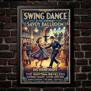Poster Cartaz de Dança de Swing Vintage