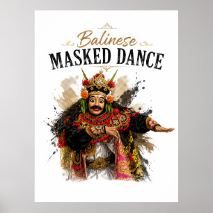 Poster Cartaz de Dança Mascarada Balinesa