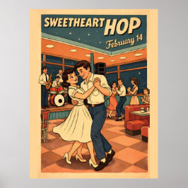 Poster Cartaz de Dança Sweetheart Hop 14 de Fevereiro Ret