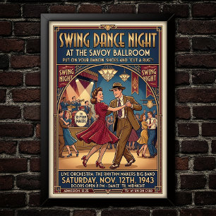 Poster Cartaz de Dança Swing Vintage