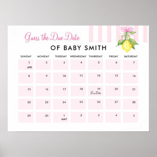 Poster Cartaz de Data de Nascimento Coquette Pink Lemons