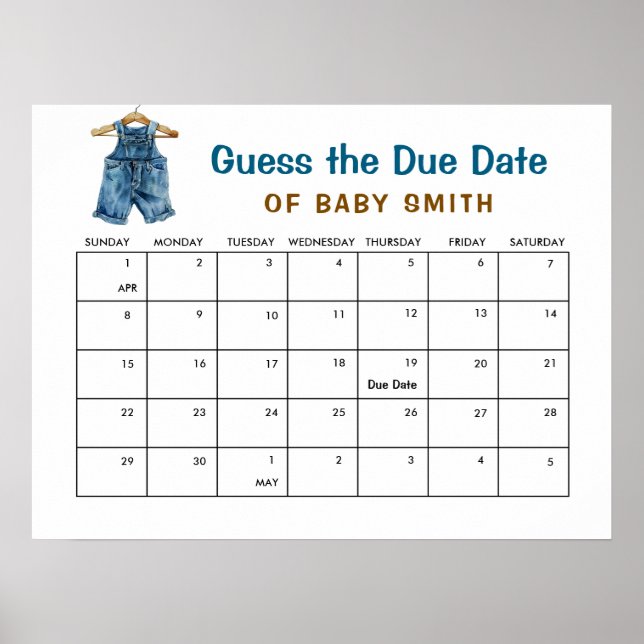Poster Cartaz de Data Provável do Western Baby Shower do  (Frente)