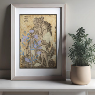Pôster Cartaz de Decoupage de Casal Medieval Vintage