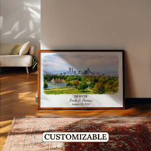 Poster Cartaz de Denver Colorado, Aquarela, Personalizado