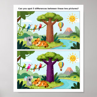 Poster Cartaz de Descobrir a Diferença do Tempo Escolar –