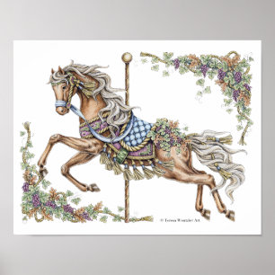 Pôster Cartaz de desenho a caneta e tinta de cavalo de ca