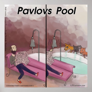 Pôster Cartaz de desenho animado engraçado da piscina de