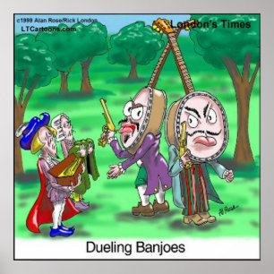 Pôster Cartaz de desenho animado engraçado de Banjoes Dua