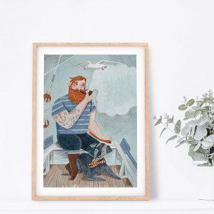 Poster cartaz de Dia dos Pais super-herói marinheiro