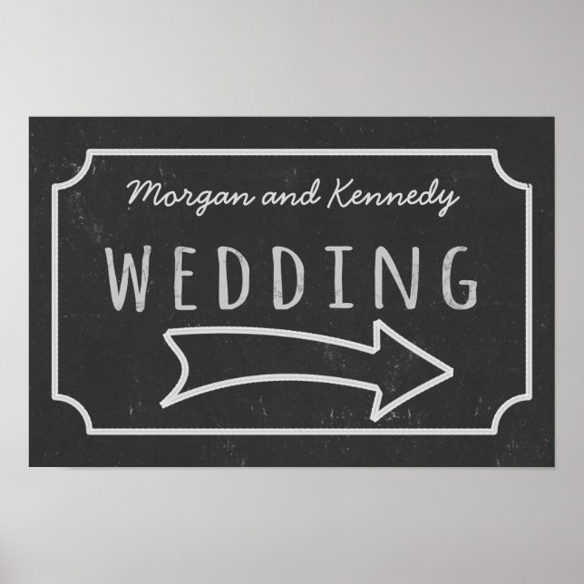 Poster Cartaz de Direção de Casamento em Quadro Negro Fal (Frente)