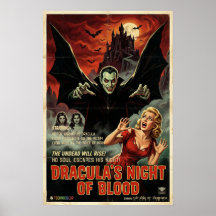 Cartaz de Drácula Vampiro Gótico Horror Arte Assus