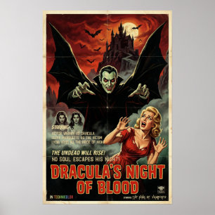 Poster Cartaz de Drácula Vampiro Gótico Horror Arte Assus