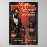 Cartaz de Drácula Vintage Gótico Vampiro Terror