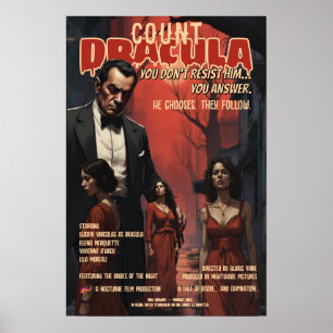 Poster Cartaz de Drácula Vintage Gótico Vampiro Terror