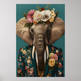 Poster Cartaz de Elefante de Terno, Retrato de Elefante