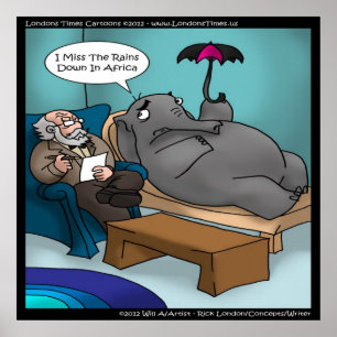 Pôster Cartaz de Elefante Engraçado em Terapia