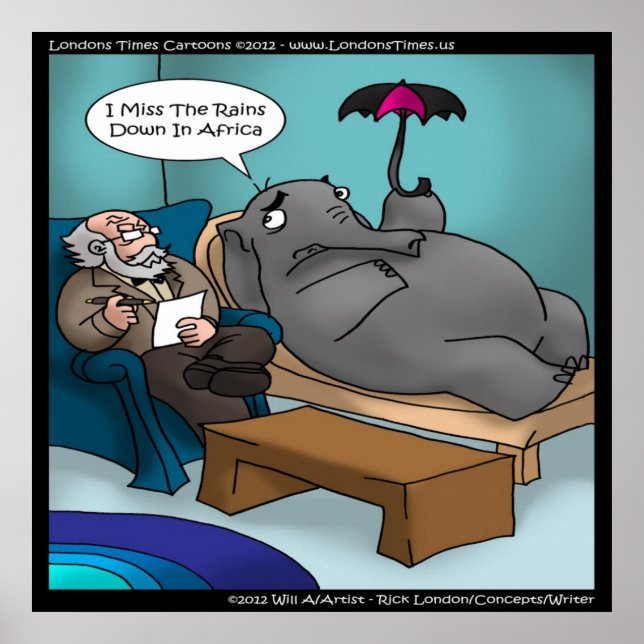 Pôster Cartaz de Elefante Engraçado em Terapia (Frente)
