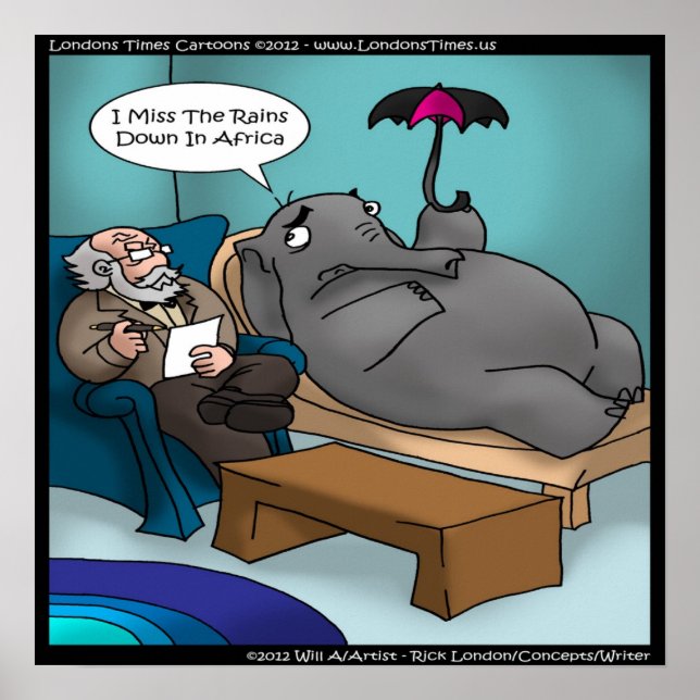 Poster Cartaz de Elefante Engraçado em Terapia (Frente)