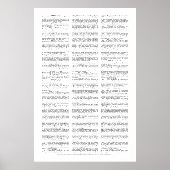 Poster Cartaz de Emendas Constitucionais dos EUA (Frente)
