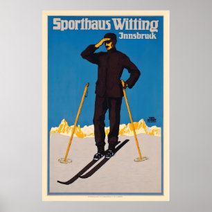 Poster Cartaz de Esqui Antigo de Innsbruck Áustria - Enqu