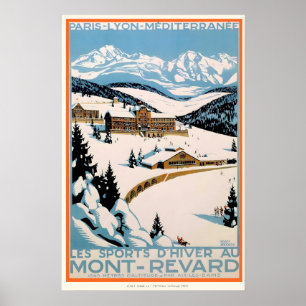 Poster Cartaz de Esqui Antigo Mont Revard Savoie França